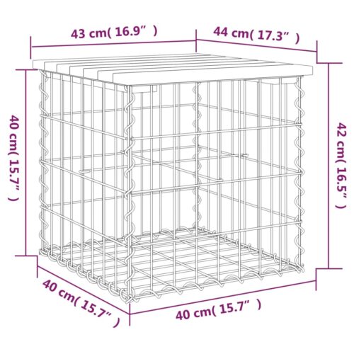 Gabion Garden Bench Outdoor Patio Wooden Park Seat Chair Steel Solid Pine Wood - Image 8