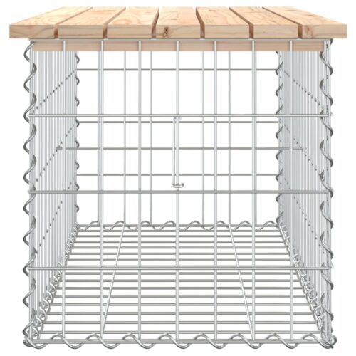 Gabion Garden Bench Outdoor Patio Wooden Park Seat Chair Steel Solid Pine Wood - Image 4