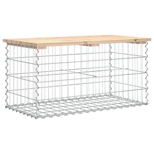 Gabion Garden Bench Outdoor Patio Wooden Park Seat Chair Steel Solid Pine Wood - Image 5