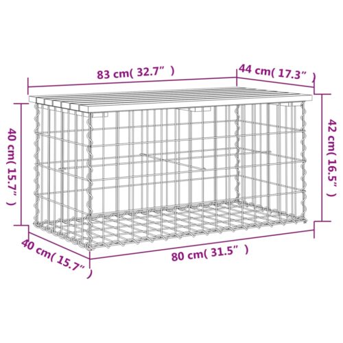Gabion Garden Bench Outdoor Patio Wooden Park Seat Chair Steel Solid Pine Wood - Image 8