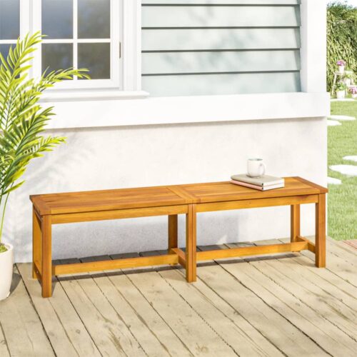 Wooden Garden Bench Outdoor Patio Lounge Seater Chair Seat Solid Acacia Wood - Image 2