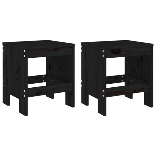 Garden Stools 2pcs Black 40x36x45cm Solid Wood Pine