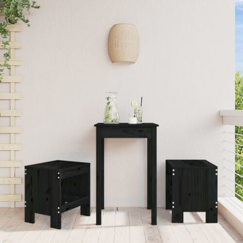 Garden Stools 2pcs Black 40x36x45cm Solid Wood Pine - Image 2