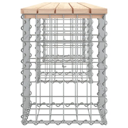 Gabion Garden Bench Outdoor Patio Wooden Park Seat Chair Steel Solid Pine Wood - Image 4