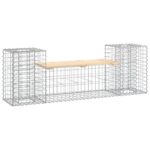 Gabion Garden Bench Outdoor Patio Wooden Park Seat Chair Steel Solid Pine Wood