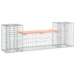 Gabion Cage Garden Bench Outdoor Patio Wooden Park Seat Chair Steel Solid Wood