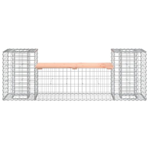 Gabion Cage Garden Bench Outdoor Patio Wooden Park Seat Chair Steel Solid Wood - Image 3