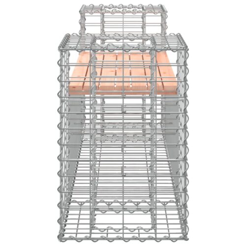 Gabion Cage Garden Bench Outdoor Patio Wooden Park Seat Chair Steel Solid Wood - Image 4