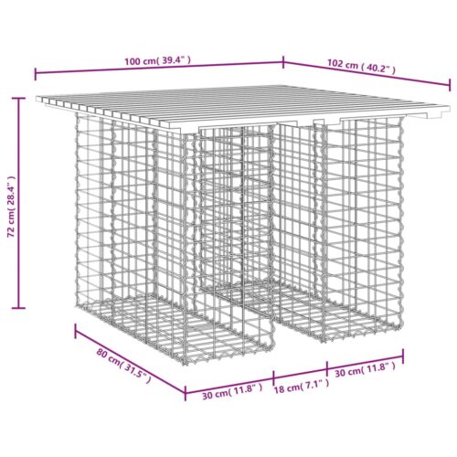 Garden Bench Gabion Design 100x102x72cm Solid Wood Pine - Image 8