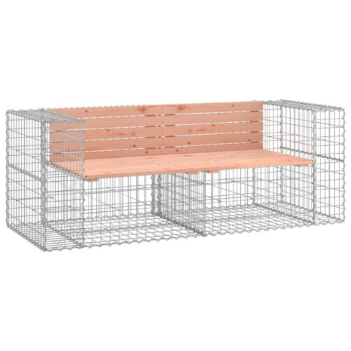 Gabion Cage Garden Bench Outdoor Patio Wooden Park Seat Chair Steel Solid Wood