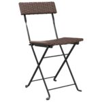 Folding Bistro Chairs 8pcs Brown Poly Rattan Steel