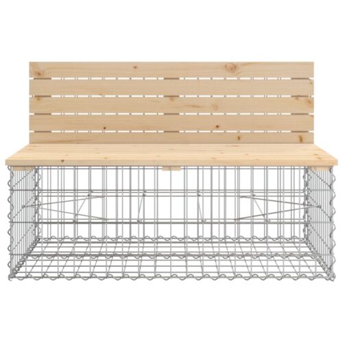 Gabion Garden Bench Outdoor Patio Wooden Park Seat Chair Steel Solid Pine Wood - Image 6