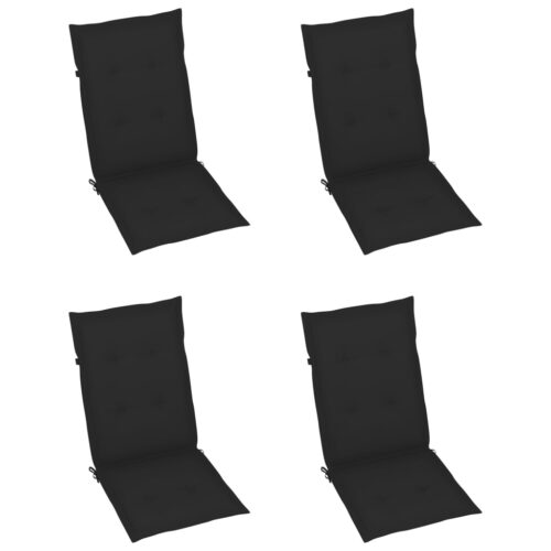 Garden Chairs 4pcs with Black Cushions Solid Teak Wood - Image 6