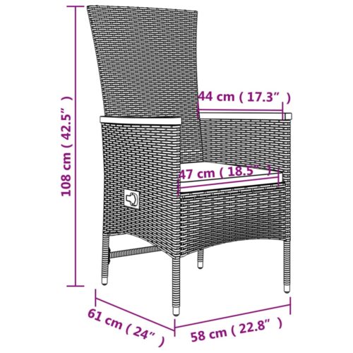 7-Piece Garden Dining Set with Cushions Grey Poly Rattan Wicker Outdoor Patio Furniture - Image 10