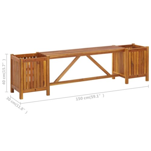 Garden Bench with 2 Planters 150x30x40cm Solid Acacia Wood - Image 5
