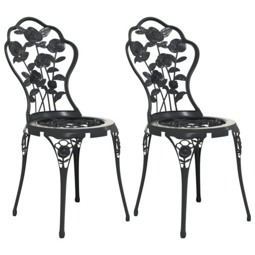 Bistro Chairs 2pcs Cast Aluminium Black