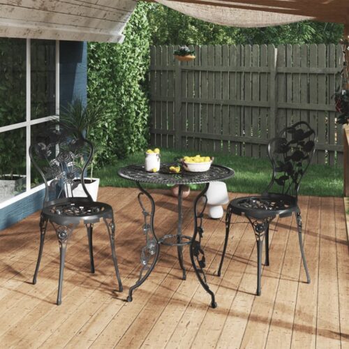 Bistro Chairs 2pcs Cast Aluminium Black - Image 2