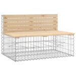 Gabion Garden Bench Outdoor Patio Wooden Park Seat Chair Steel Solid Pine Wood