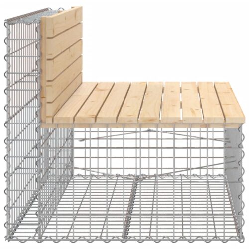 Gabion Garden Bench Outdoor Patio Wooden Park Seat Chair Steel Solid Pine Wood - Image 4