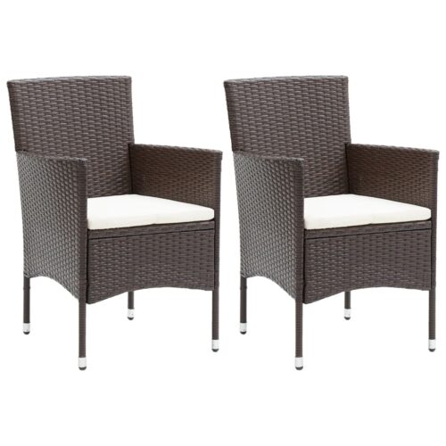 Garden Dining Chairs 2pcs Poly Rattan Brown