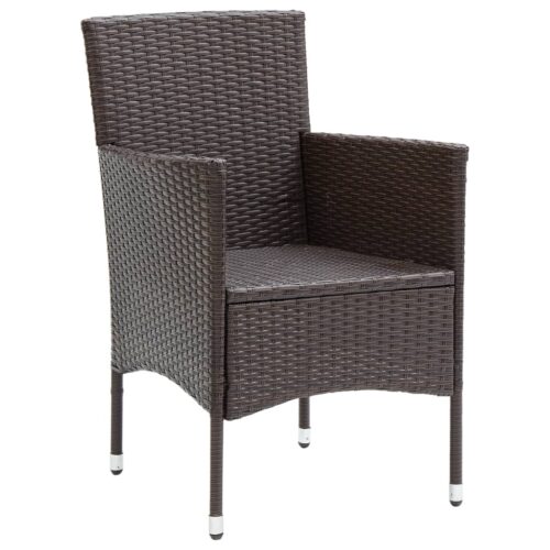 Garden Dining Chairs 2pcs Poly Rattan Brown - Image 5