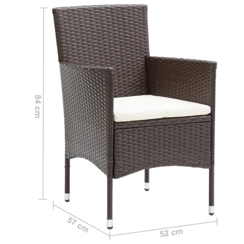 Garden Dining Chairs 2pcs Poly Rattan Brown - Image 2