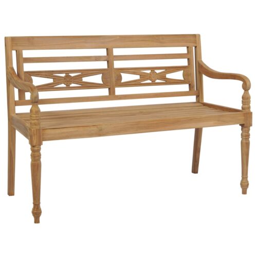 Batavia Garden Bench Outdoor Patio Seat Lounge Chair Solid Teak Wood 120cm
