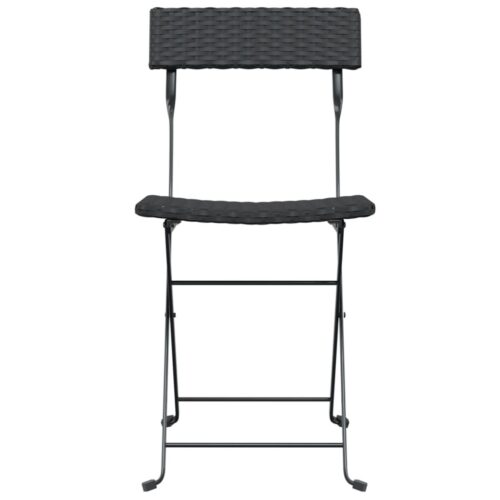 Folding Bistro Chairs 4pcs Black Poly Rattan Steel - Image 4