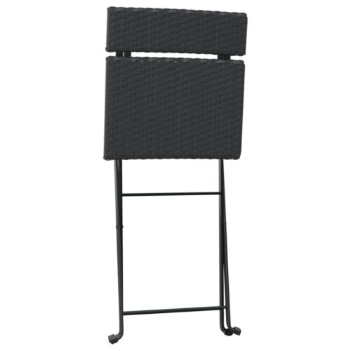 Folding Bistro Chairs 4pcs Black Poly Rattan Steel - Image 5