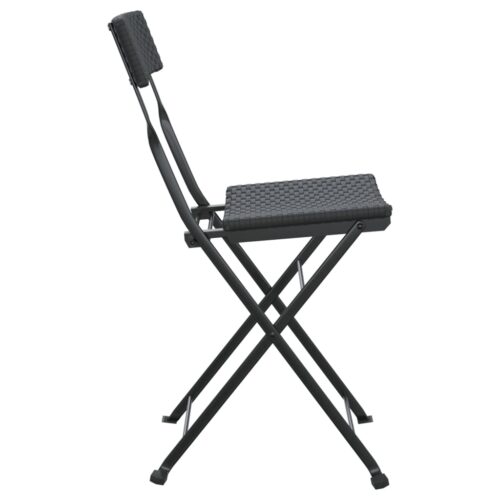 Folding Bistro Chairs 4pcs Black Poly Rattan Steel - Image 6