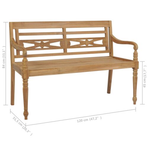 Batavia Garden Bench Outdoor Patio Cushion Padded Seat Chair Solid Teak Wood - Image 9