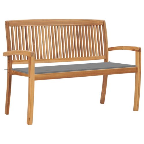 Stackable Garden Bench with Cushion Outdoor Patio Lounge Chair Solid Teak Wood