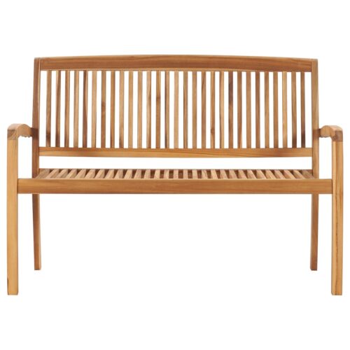 Stackable Garden Bench with Cushion Outdoor Patio Lounge Chair Solid Teak Wood - Image 3