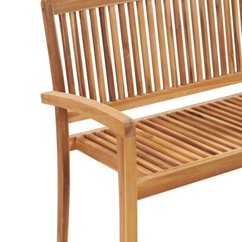 Stackable Garden Bench with Cushion Outdoor Patio Seat Chair Solid Teak Wood - Image 4