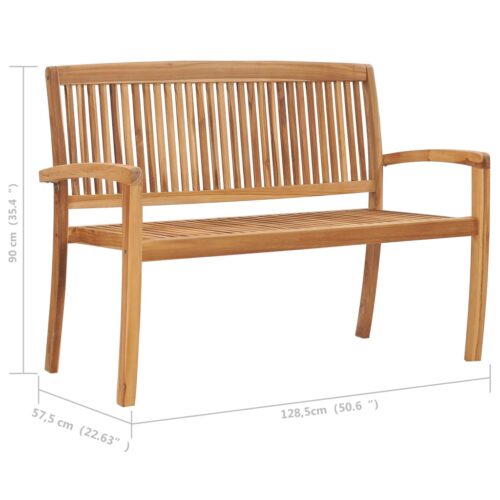 Stackable Garden Bench with Cushion Outdoor Patio Seat Chair Solid Teak Wood - Image 8