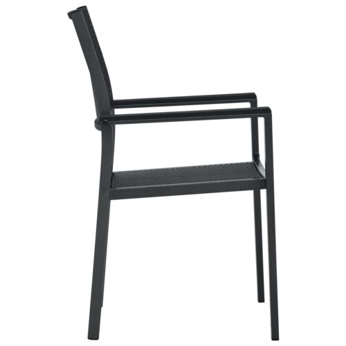 Garden Chairs 4pcs Black Plastic Rattan Look - Image 4