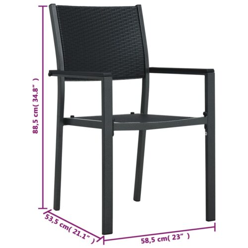 Garden Chairs 4pcs Black Plastic Rattan Look - Image 9
