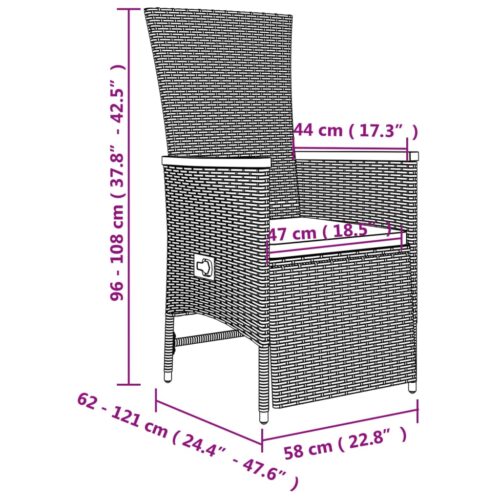 5-Piece Garden Dining Set with Cushions Grey Poly Rattan Wicker Outdoor Patio Furniture - Image 11