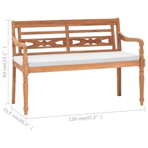 Batavia Bench with Cushions 120cm Teak - Image 6