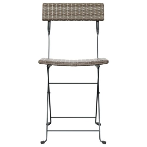 Folding Bistro Chairs 8pcs Grey Poly Rattan Steel - Image 4