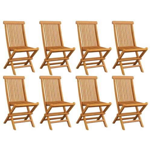 Folding Garden Chairs 8pcs Solid Teak Wood - Image 2