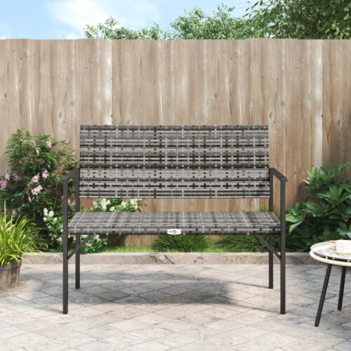 2-Seater Garden Bench Grey Poly Rattan - Image 2