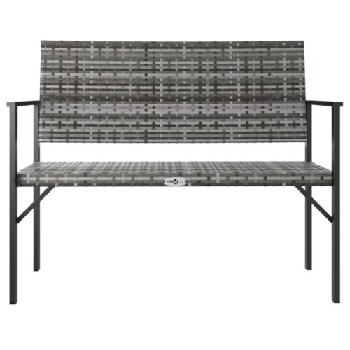 2-Seater Garden Bench Grey Poly Rattan - Image 3