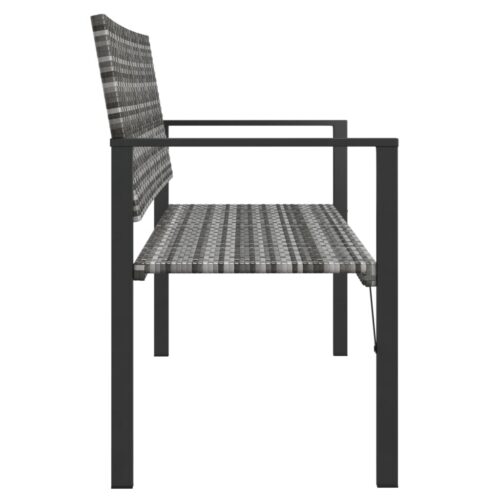 2-Seater Garden Bench Grey Poly Rattan - Image 4