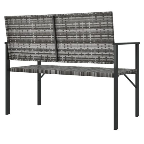 2-Seater Garden Bench Grey Poly Rattan - Image 5