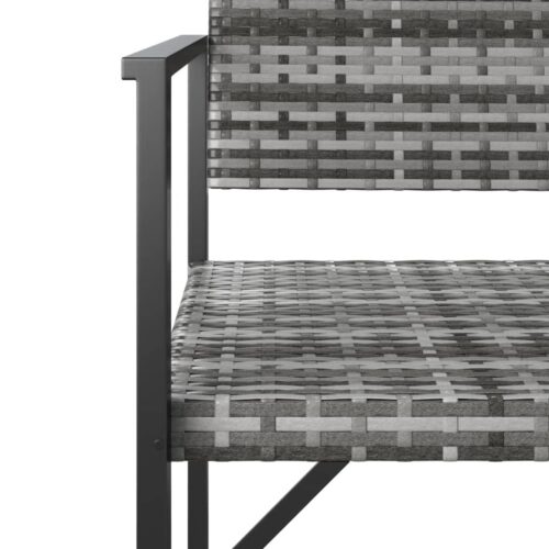 2-Seater Garden Bench Grey Poly Rattan - Image 6