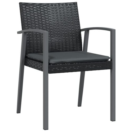 Garden Chairs with Cushions 2pcs Black 56.5x57x83cm Poly Rattan