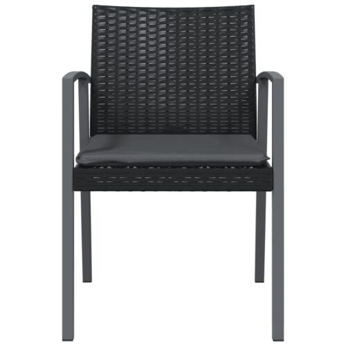 Garden Chairs with Cushions 2pcs Black 56.5x57x83cm Poly Rattan - Image 5