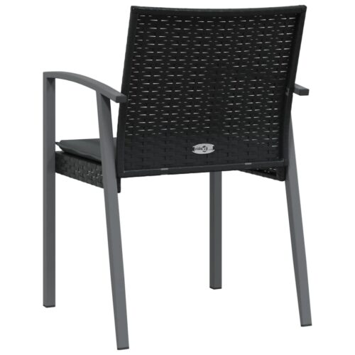 Garden Chairs with Cushions 2pcs Black 56.5x57x83cm Poly Rattan - Image 7