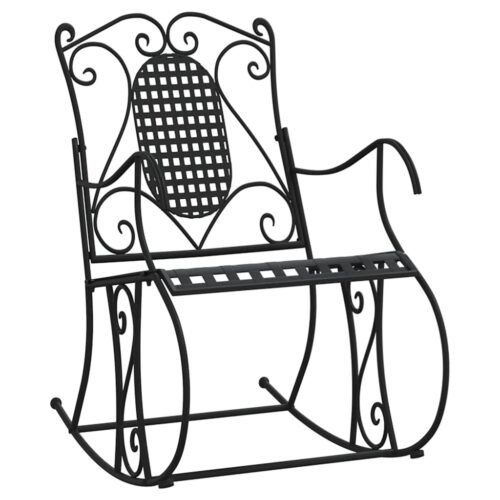 Rocking Garden Bench Outdoor Patio Seat Lounge Seater Balcony Chair Steel Black